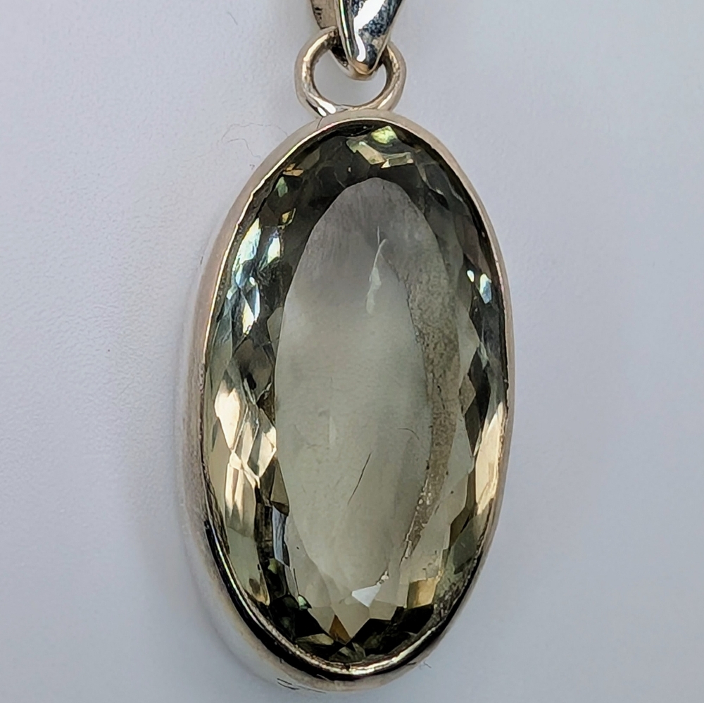 Natural Green Amethyst Pendant S925 Sterling Silver Pendant - Picture 5 of 7